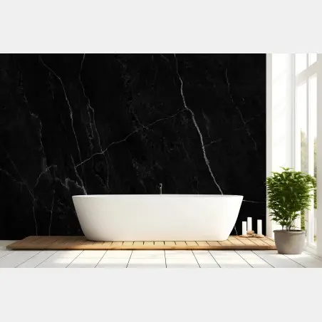 Wall mural black marble with white veins • Wallissimo®