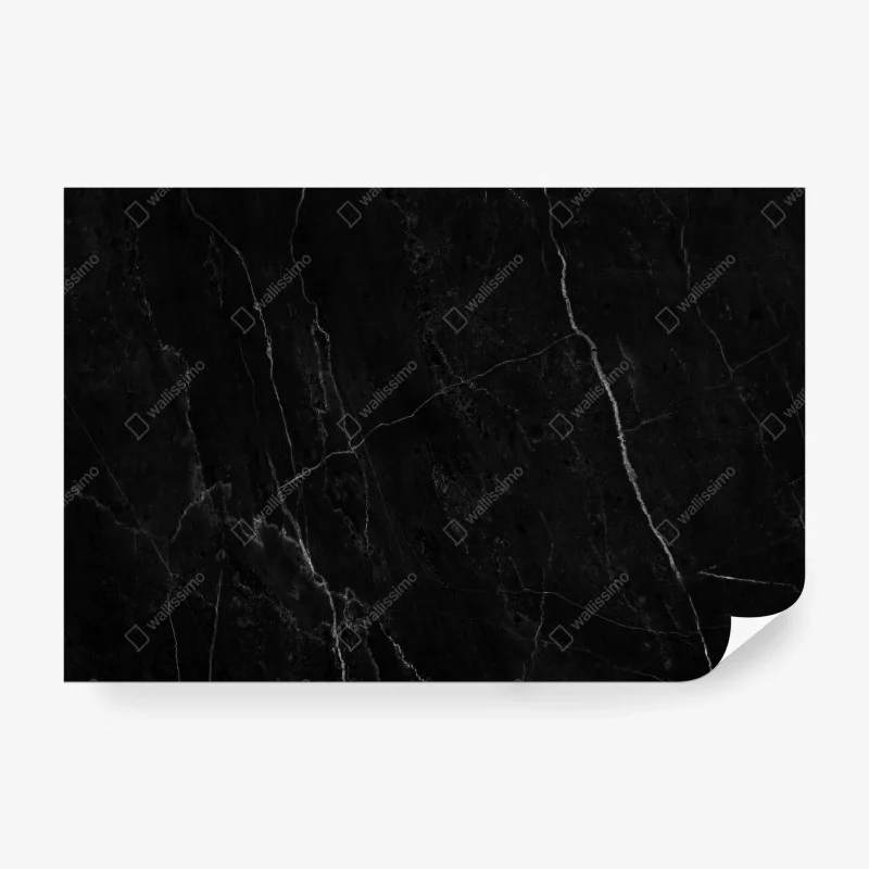 Wall mural black marble with white veins
