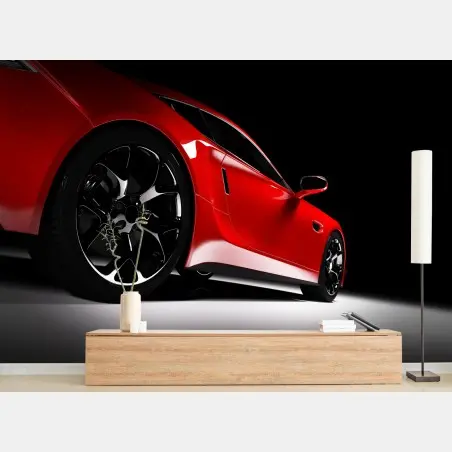 Wall mural red sports car close-up • Wallissimo®