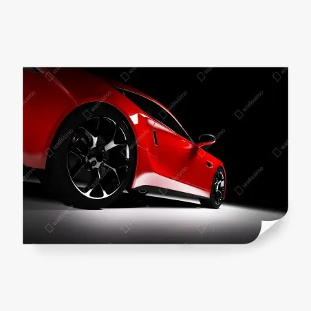 Wall mural red sports car close-up • Wallissimo®