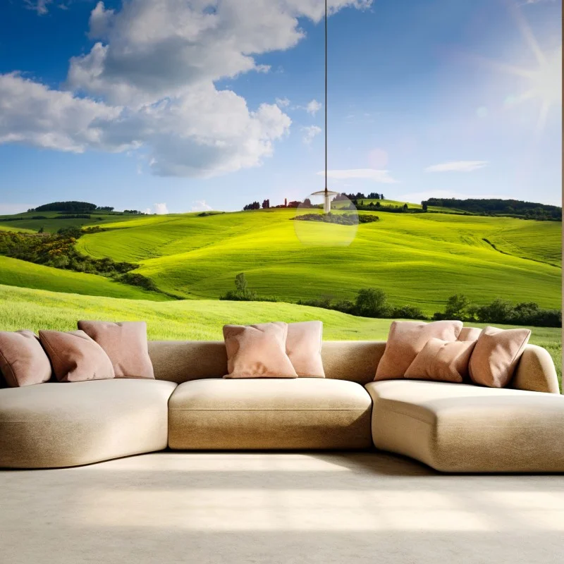 Wall mural Tuscany rolling hills at sunset