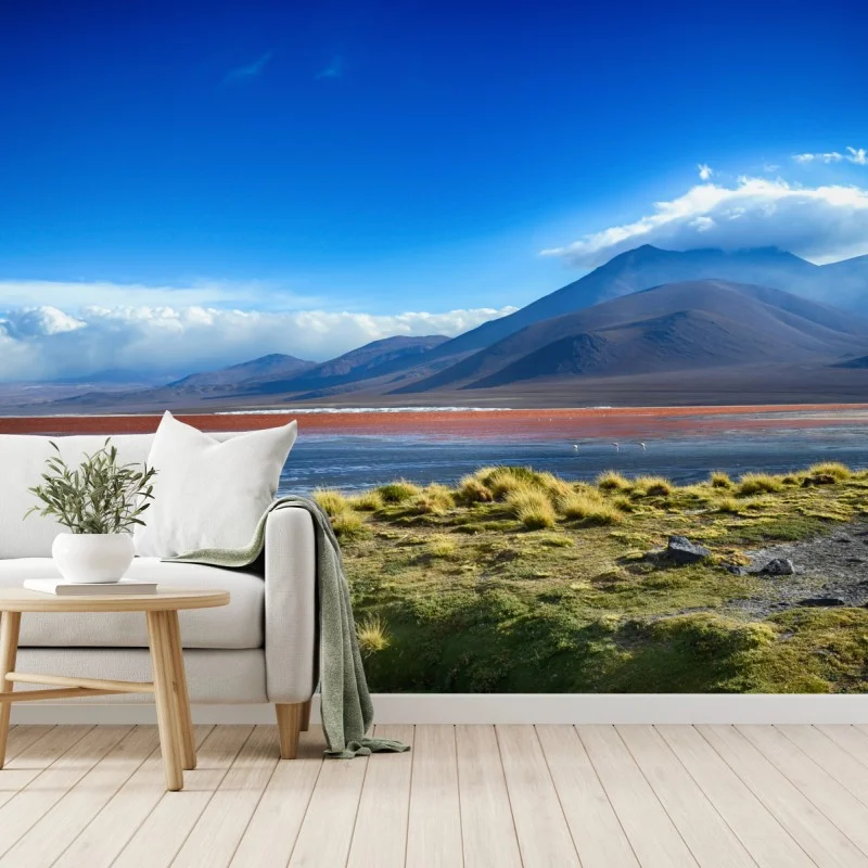 Wall mural serene mountain lagoon landscape