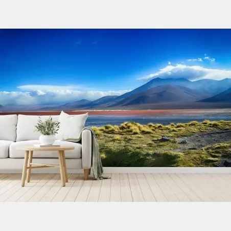 Wall mural serene mountain lagoon landscape • Wallissimo®