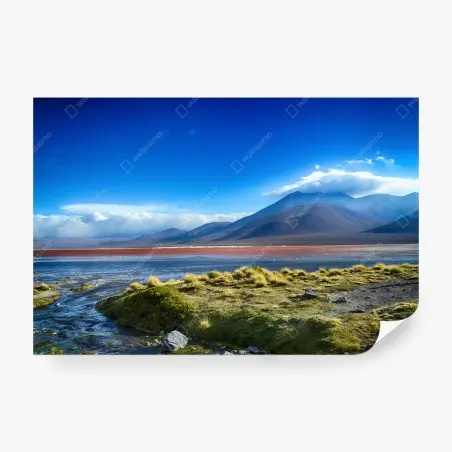 Wall mural serene mountain lagoon landscape • Wallissimo®