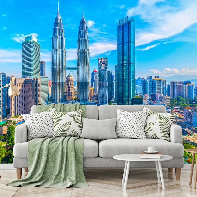 Wall mural Kuala Lumpur skyline with Petronas Towers
