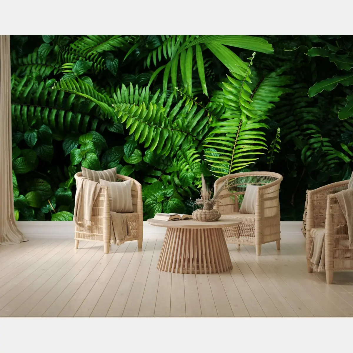 Wall mural lush tropical fern leaves • Wallissimo®