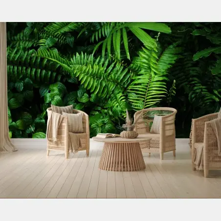 Wall mural lush tropical fern leaves • Wallissimo®