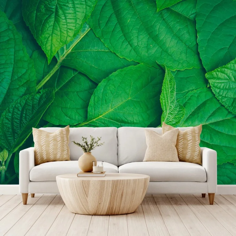 Wall mural lush green leaves texture