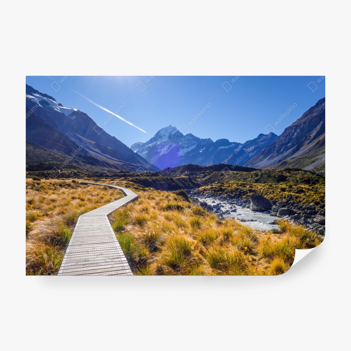 Wall mural Hooker Valley boardwalk to Aoraki Mount Cook ⁕ Wallissimo®