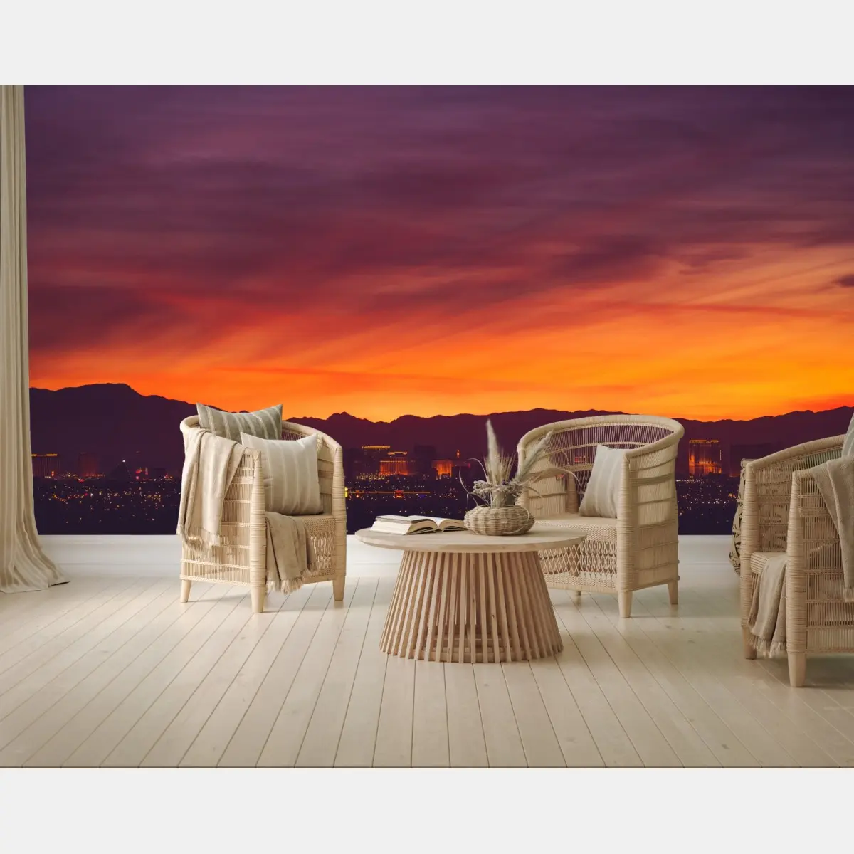 Wall mural Las Vegas sunset skyline panorama • Wallissimo®