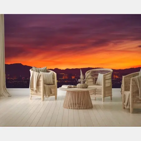 Wall mural Las Vegas sunset skyline panorama • Wallissimo®