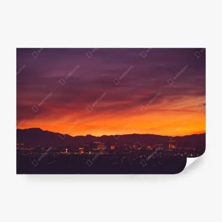 Wall mural Las Vegas sunset skyline panorama • Wallissimo®