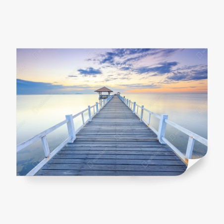 Wall mural tranquil wooden pier at sunset • Wallissimo®