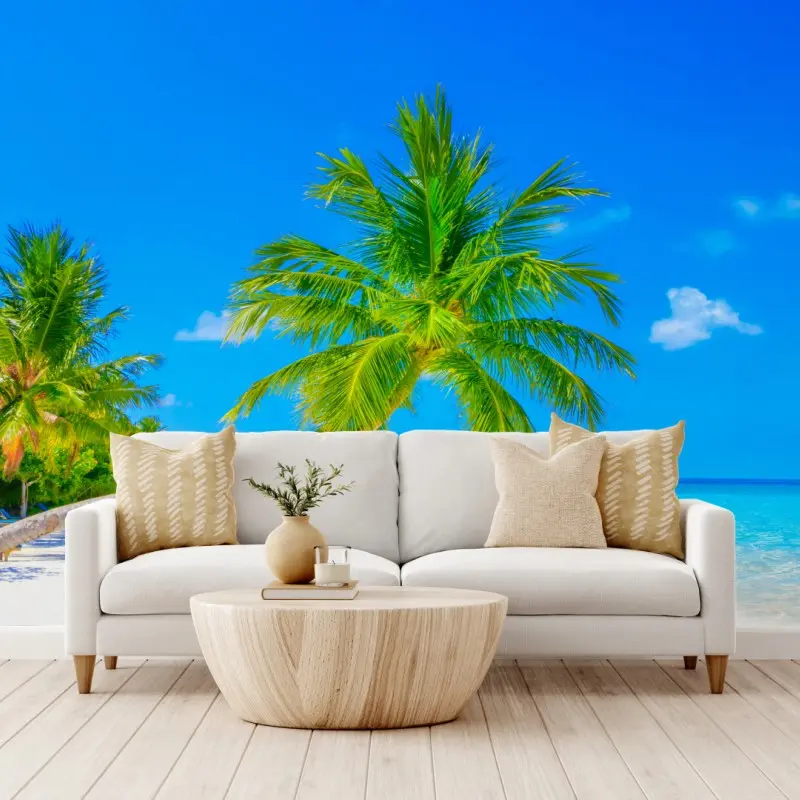 Wall mural beach paradise in Maldives