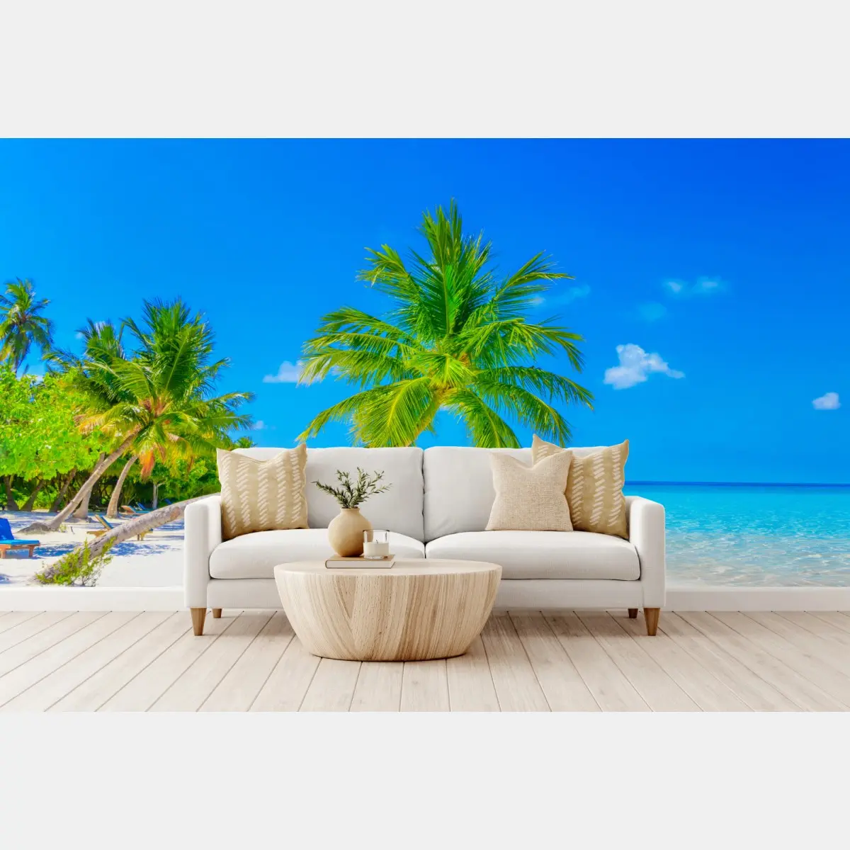 Wall mural beach paradise in Maldives • Wallissimo®