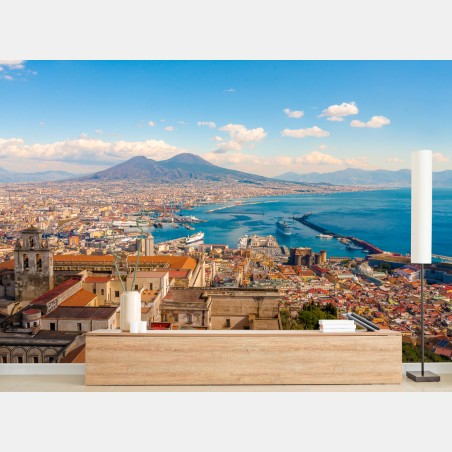 Wall mural Naples bay panorama with Mount Vesuvius • Wallissimo®