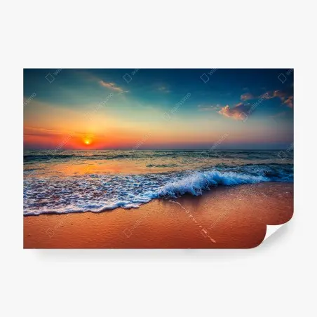 Wall mural golden sunrise over the tranquil sea • Wallissimo®