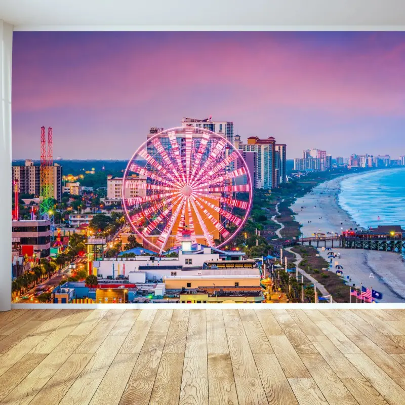 Wall mural Myrtle Beach sunset skyline with ferris wheel