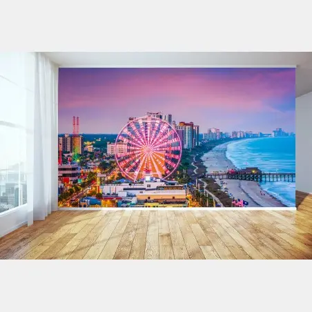 Wall mural Myrtle Beach sunset skyline with ferris wheel • Wallissimo®