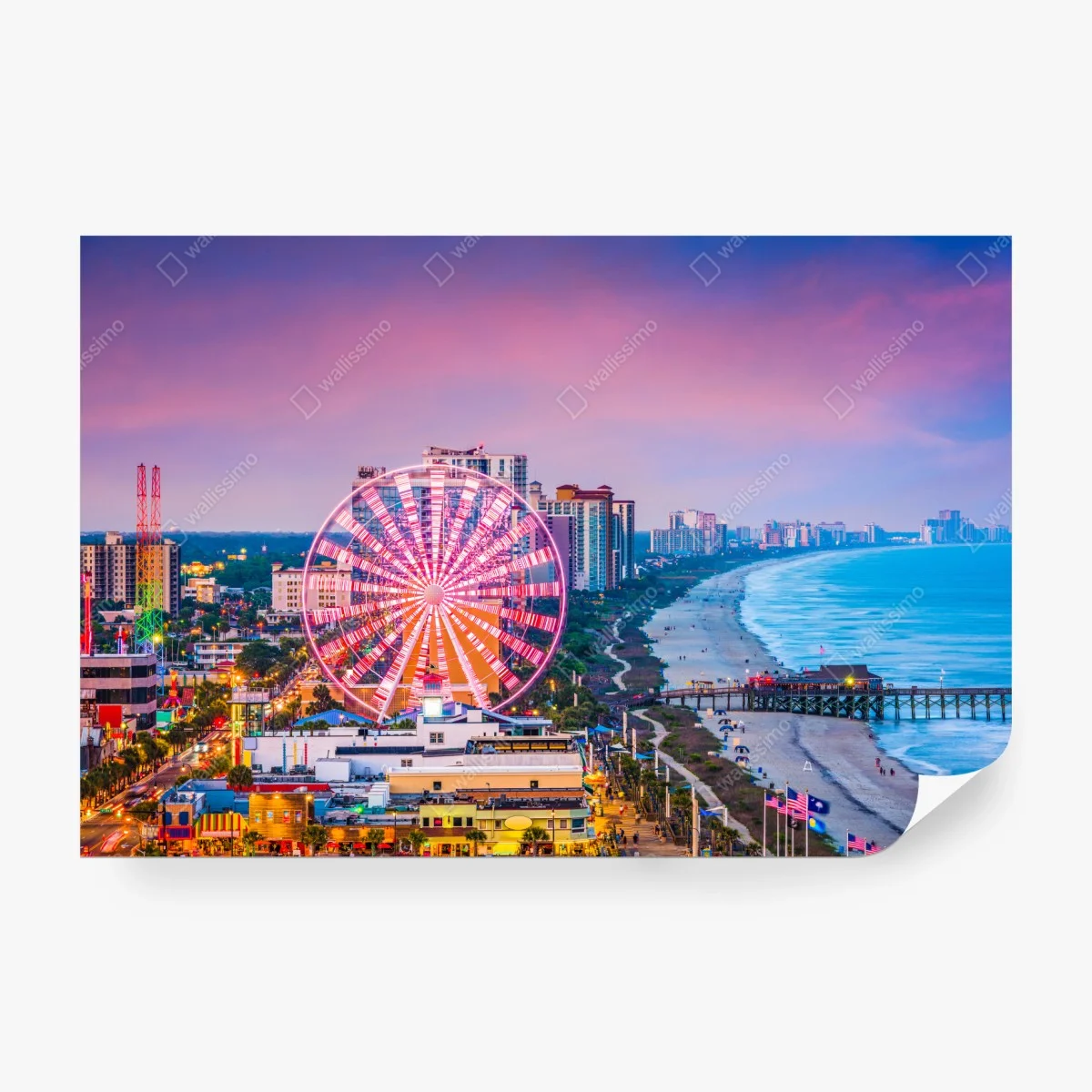 Wall mural Myrtle Beach sunset skyline with ferris wheel • Wallissimo® Wall mural Myrtle Beach sunset skyline with ferris wheel • Wallissimo®