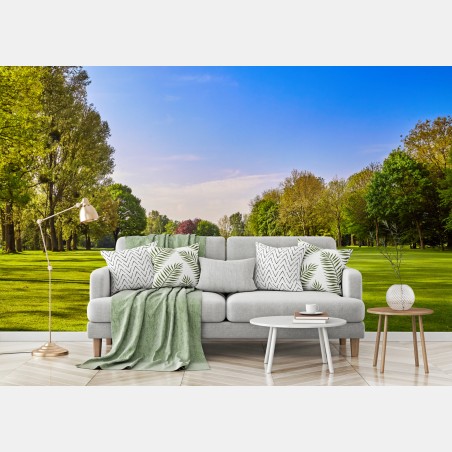 Wall mural sunlit city park panorama • Wallissimo®