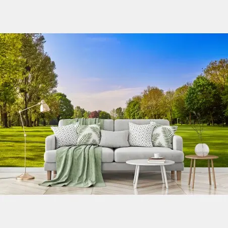 Wall mural sunlit city park panorama • Wallissimo®