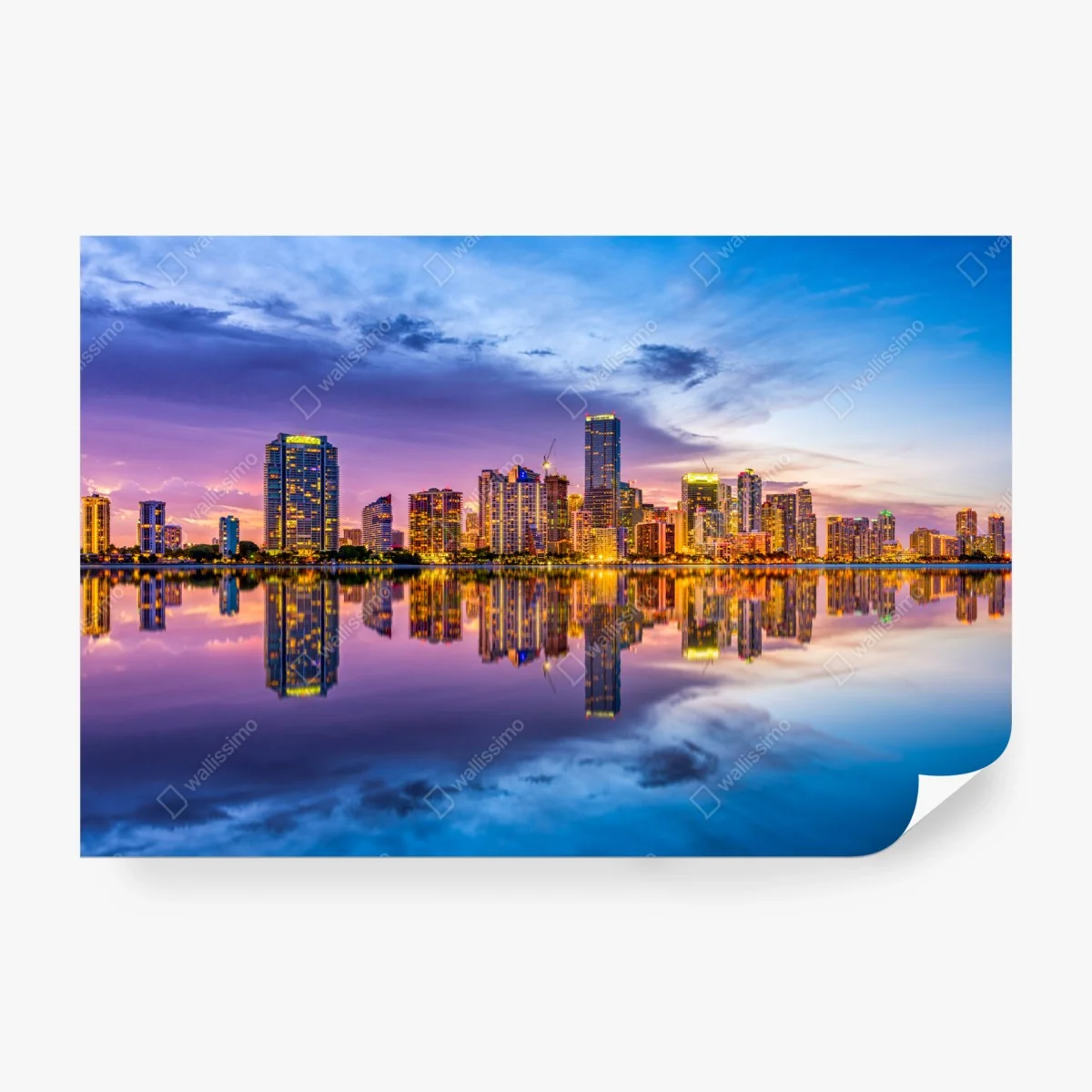 Wall mural Miami skyline reflected on Biscayne Bay • Wallissimo® Wall mural Miami skyline reflected on Biscayne Bay • Wallissimo®