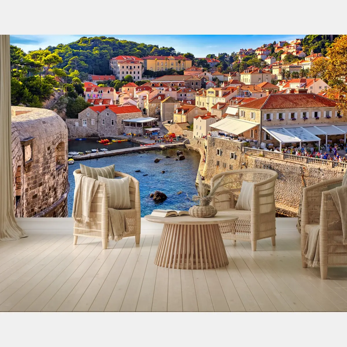 Wall mural Dubrovnik old town coastal panorama • Wallissimo®