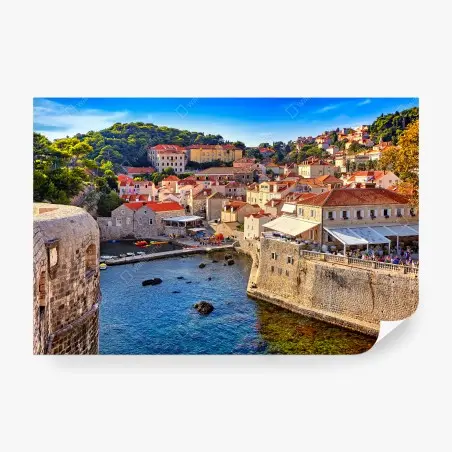 Wall mural Dubrovnik old town coastal panorama • Wallissimo®