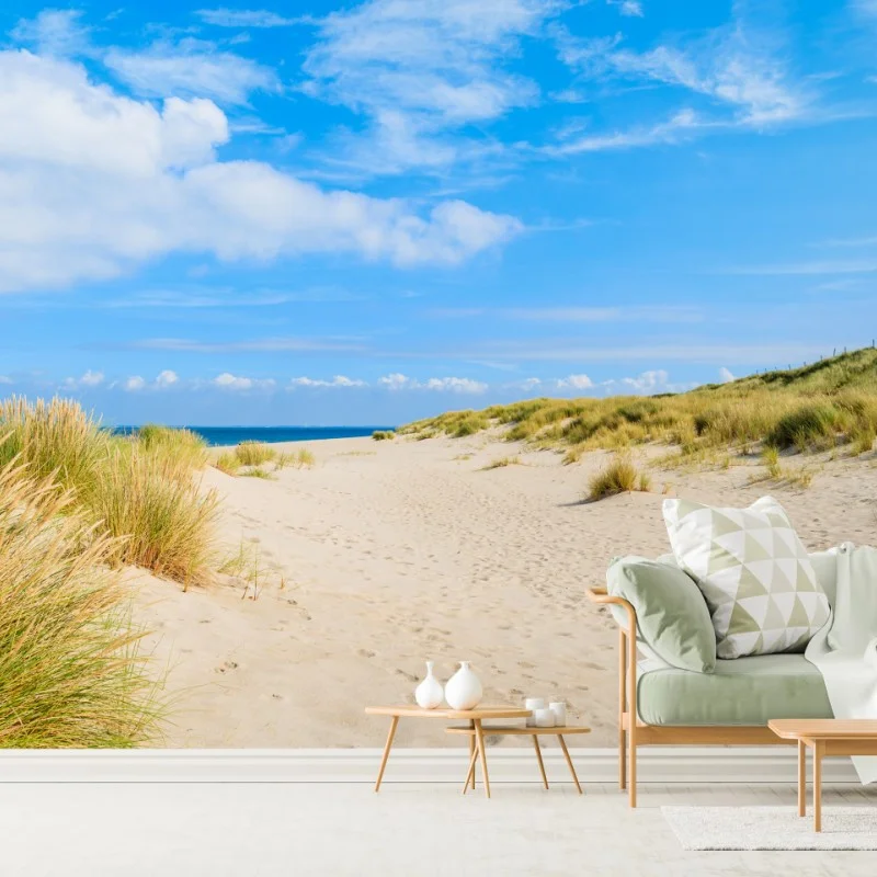 Wall mural serene Sylt dunes with lighthouse