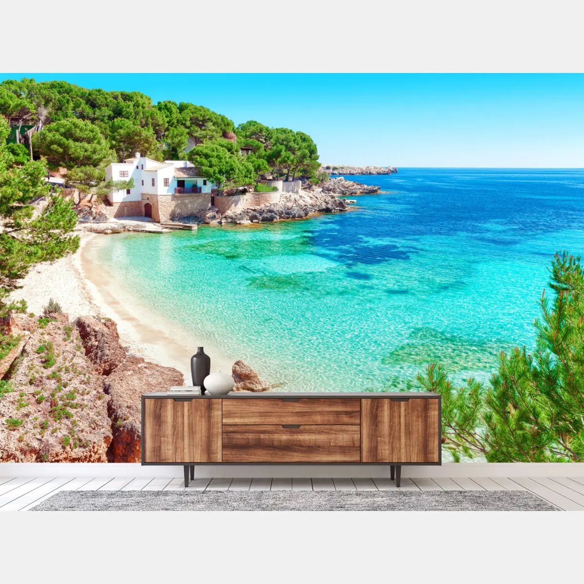Wall mural tranquil Mediterranean cove with turquoise waters • Wallissimo®