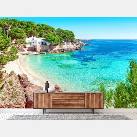 Wall mural tranquil Mediterranean cove with turquoise waters • Wallissimo®