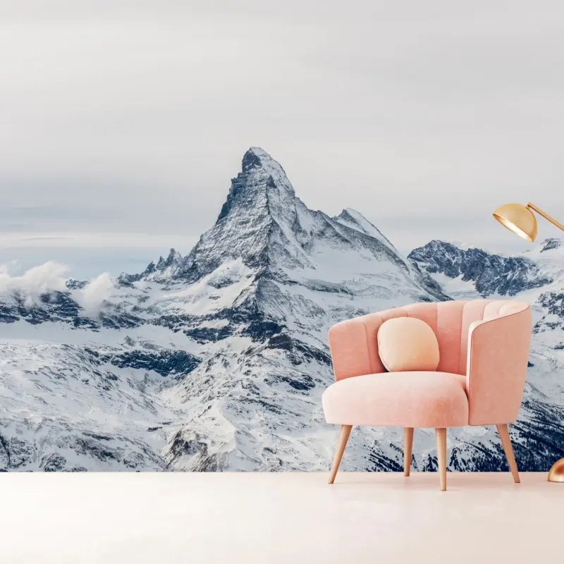 Wall mural majestic snow-capped mountain peak