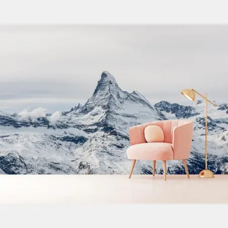 Wall mural majestic snow-capped mountain peak • Wallissimo®