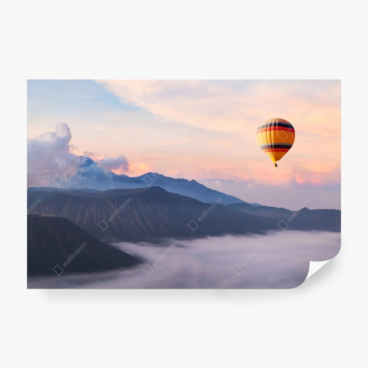 Wall mural hot air balloon over misty mountains ⁕ Wallissimo® Wall mural hot air balloon over misty mountains ⁕ Wallissimo®