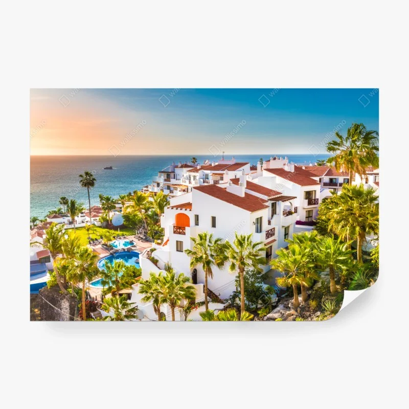 Wall mural sunset over Puerto de Santiago, Tenerife