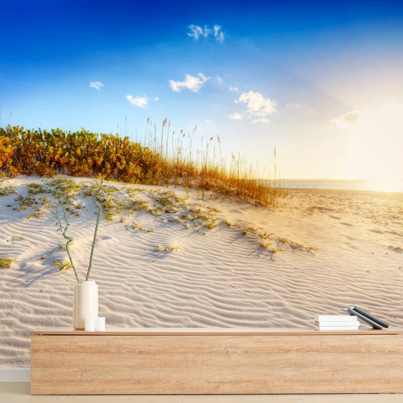 Wall mural sunset over Grace Bay sand dunes