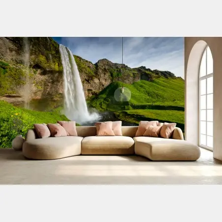 Wall mural Seljalandsfoss waterfall in Iceland • Wallissimo®