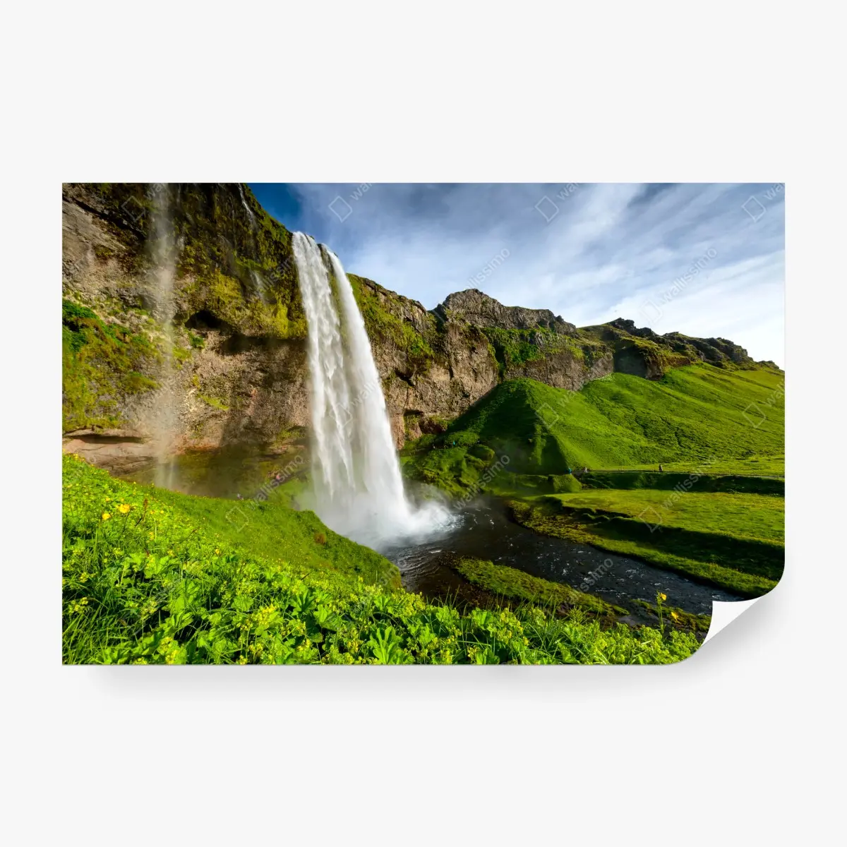 Wall mural Seljalandsfoss waterfall in Iceland ⁕ Wallissimo® Wall mural Seljalandsfoss waterfall in Iceland ⁕ Wallissimo®