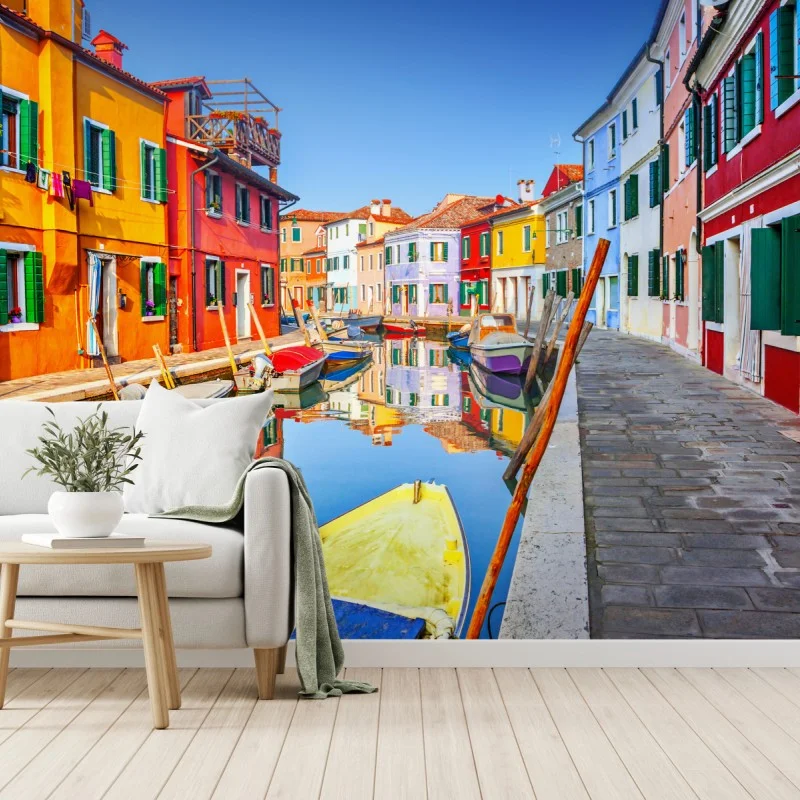 Wall mural colorful canal houses in Burano