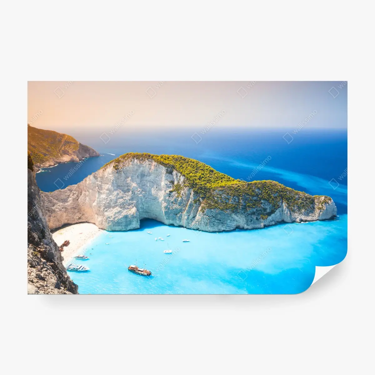 Wall mural turquoise cove at Navagio Beach, Zakynthos ⁕ Wallissimo®