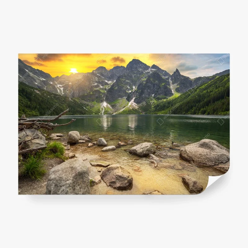 Wall mural sunset over Eye of the Sea, Tatra Mountains, Poland