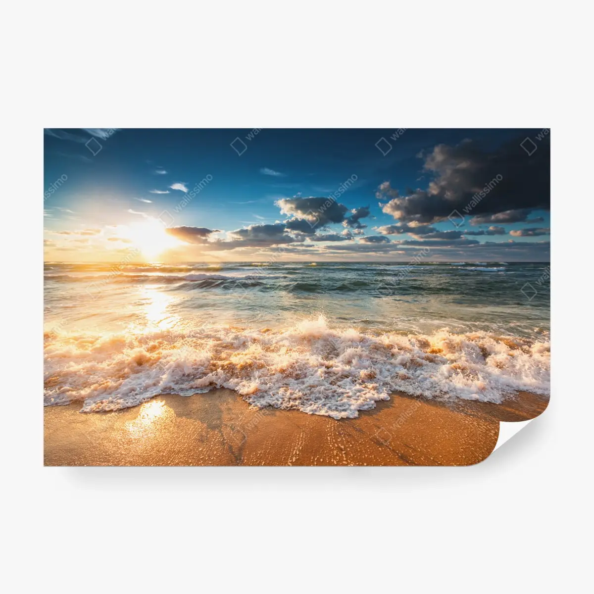 Wall mural golden sunrise over the sea • Wallissimo®