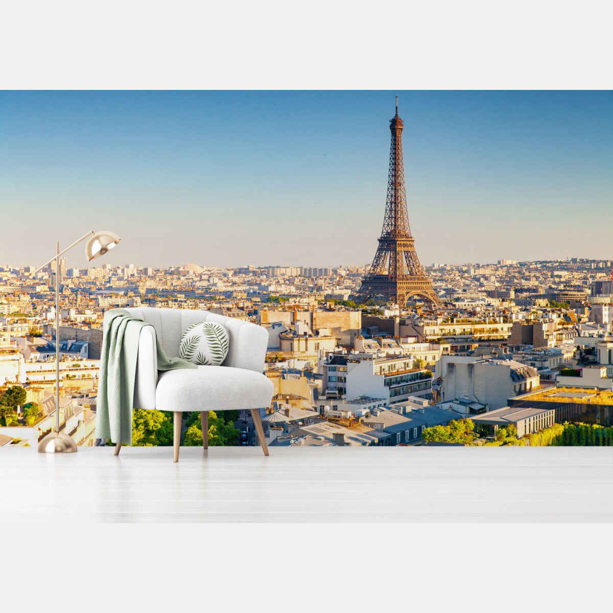 Wall mural Paris skyline with the Eiffel Tower • Wallissimo®