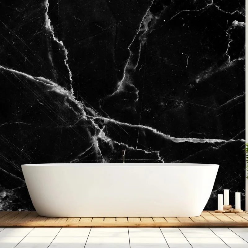 Wall mural black marble veined texture