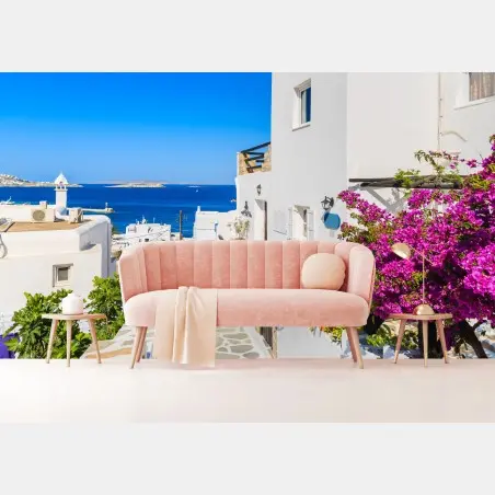 Wall mural sunlit lane in Mykonos • Wallissimo®