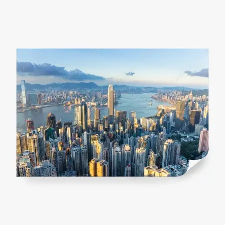 Wall mural Hong Kong skyline at sunset • Wallissimo®