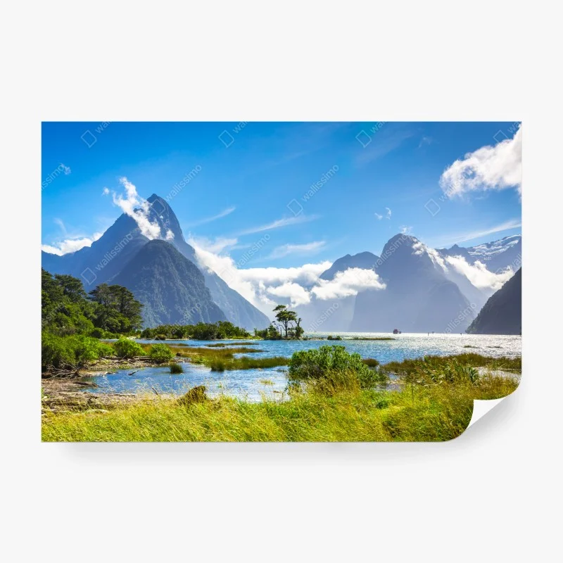 Wall mural majestic mountain fjord landscape