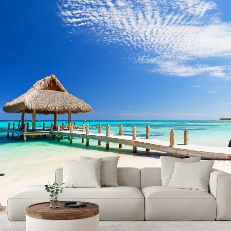 Wall mural tranquil beach pier in Cap Cana