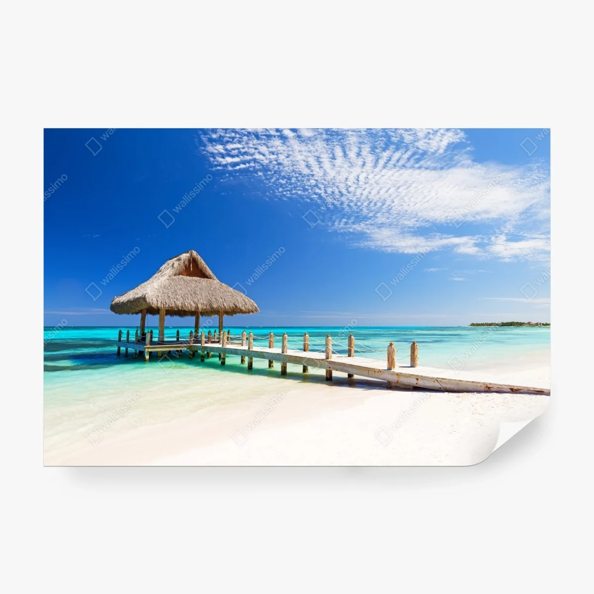 Wall mural tranquil beach pier in Cap Cana • Wallissimo® Wall mural tranquil beach pier in Cap Cana • Wallissimo®
